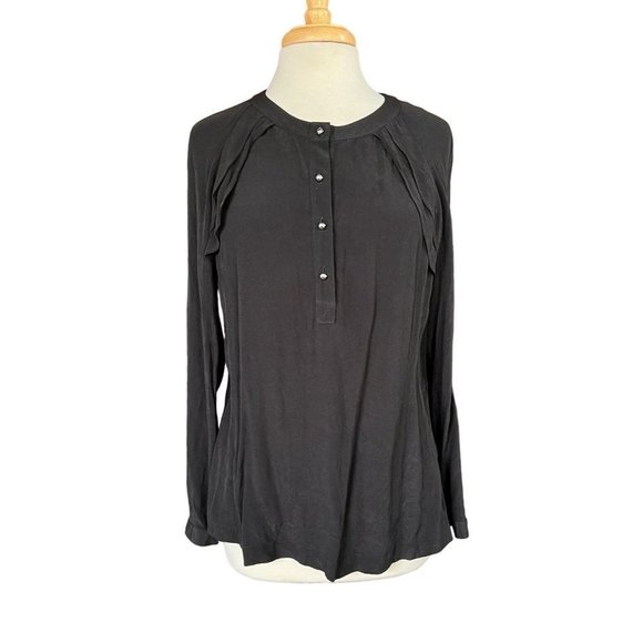Nanette Lepore half button down ruffle long sleeve blouse size S‎ - Picture 1 of 7